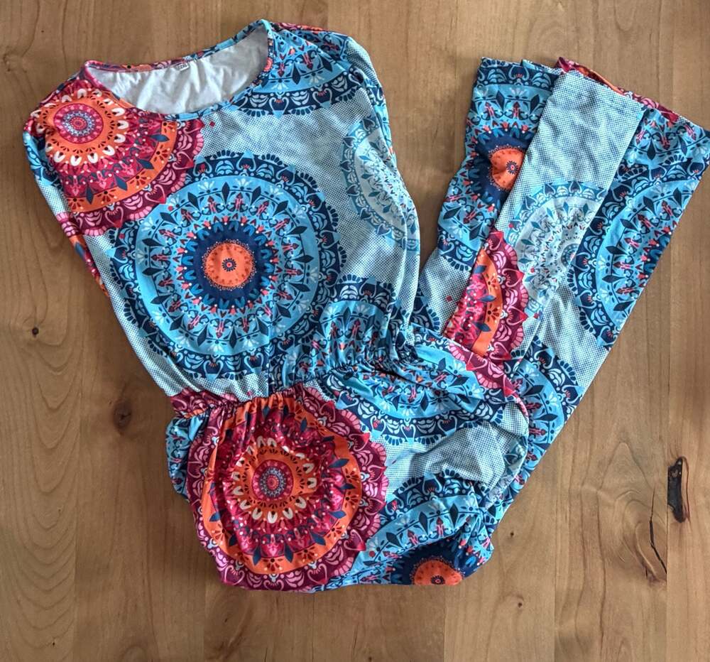 Unbranded Mandala Print Long Sleeve Maxi Dress Size 2XL
